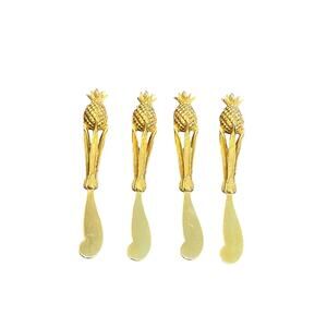 Vtg MCM Tancraft Janis Collection 24K Gold Plated Pineapple Appetizer Spreaders